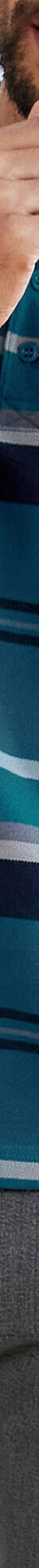 Polo maille piquée rayée, manches longues (bleu canard) Polo maille piquée rayée, manches longues (bleu canard)